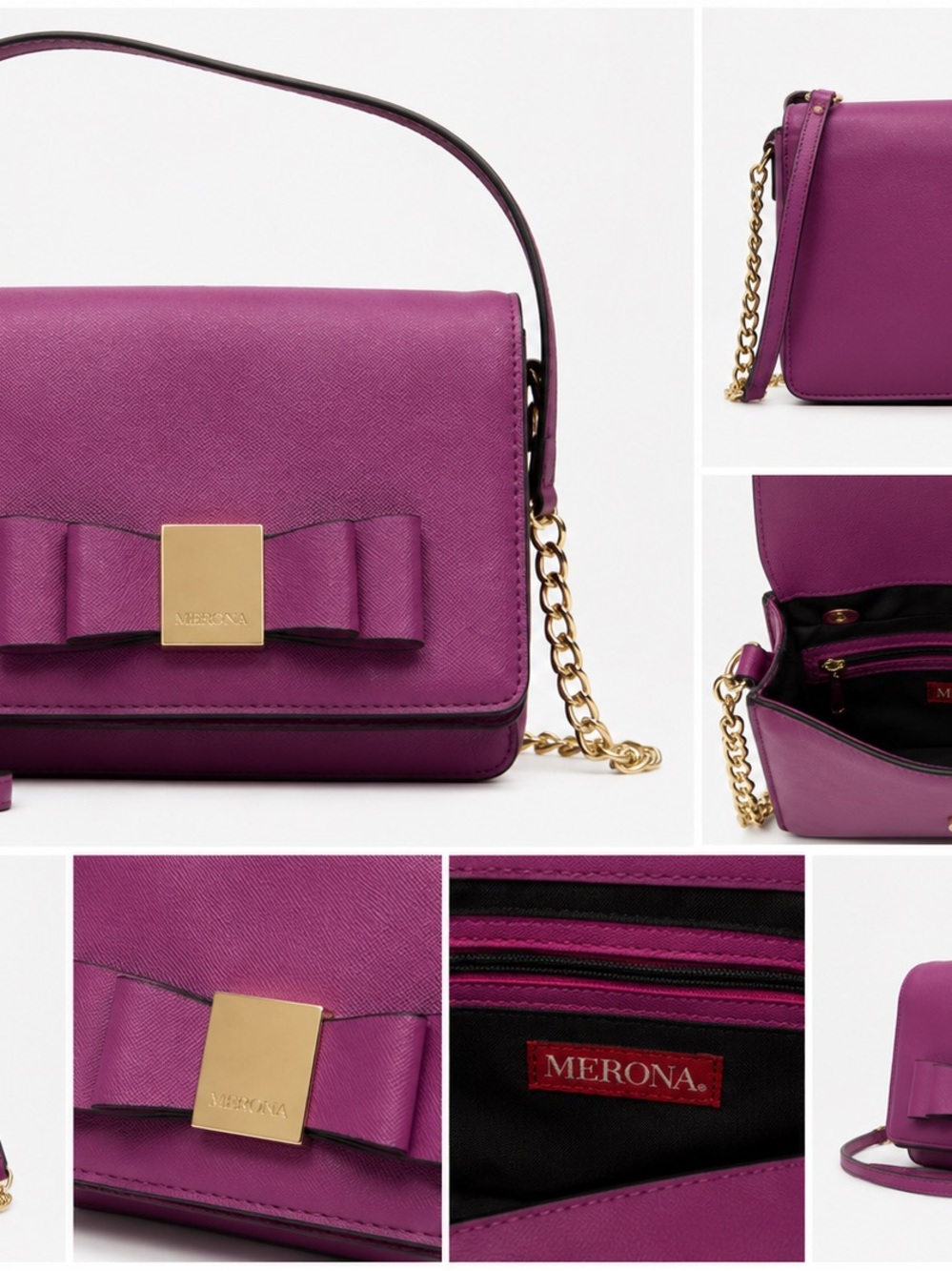 Merona Purple Bow Chain Shoulder Bag